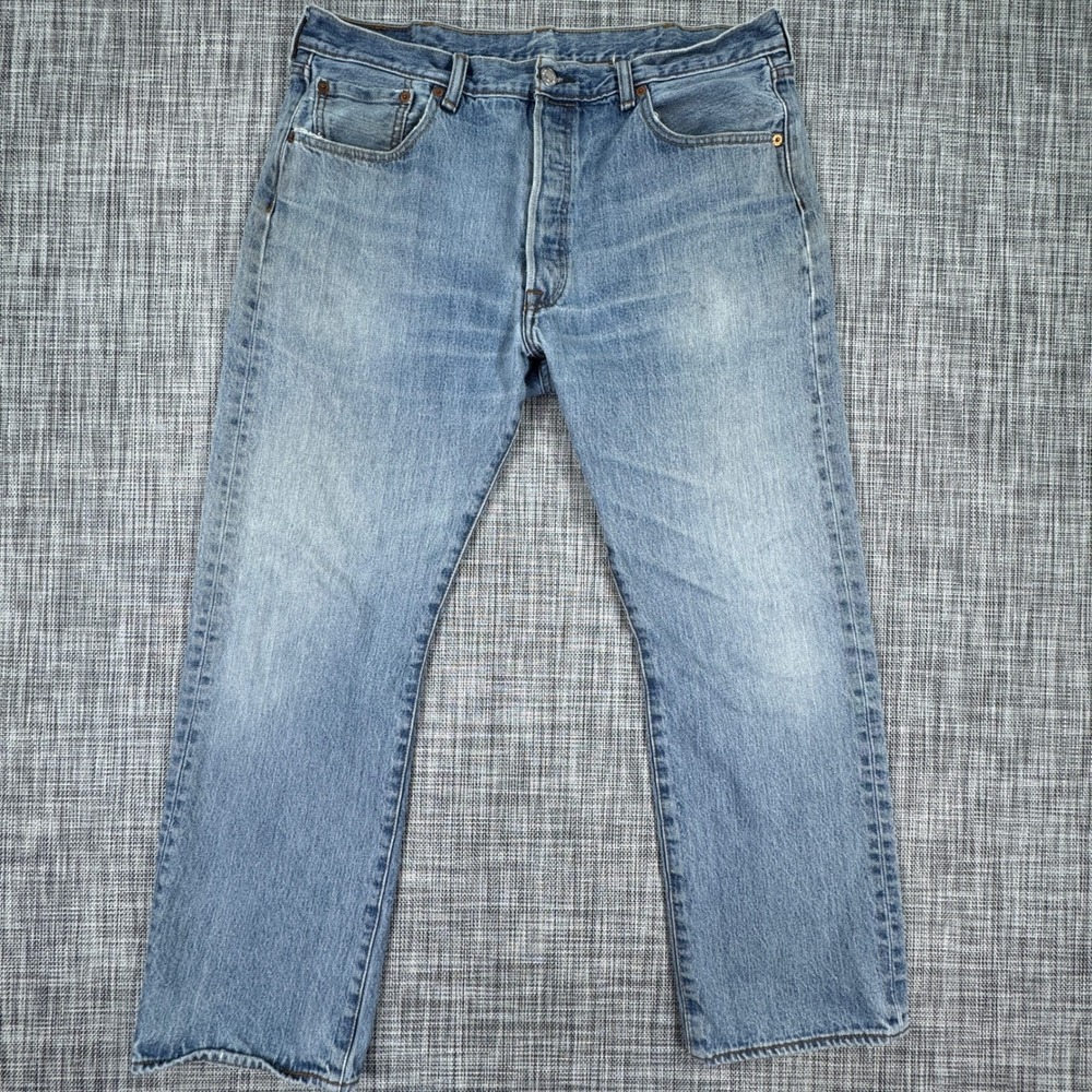 Levis Mens 38x30 Jeans 501 Original Fit Straight Blue Cotton Denim Button Fly